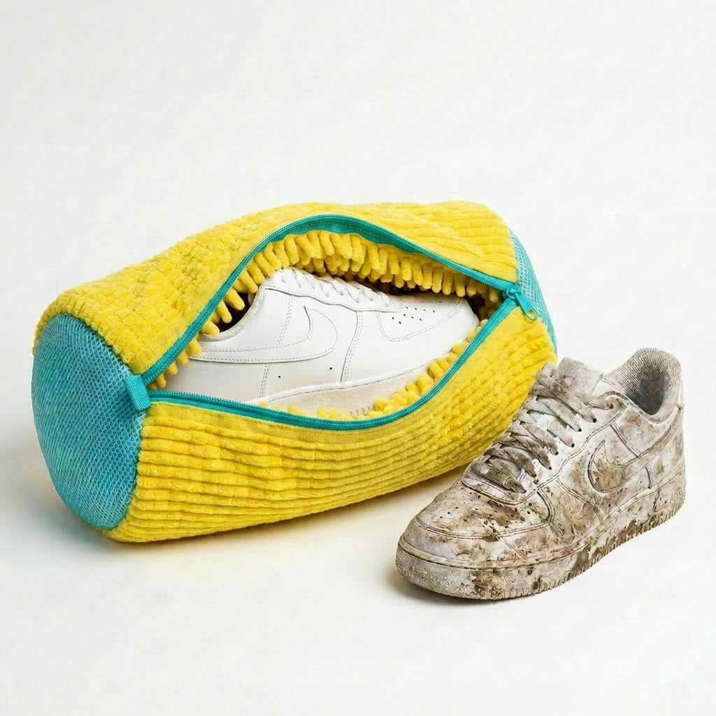 Lunel Shoe Washing Bag - clean vs dirty sneaker comparison